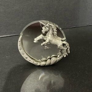 VINTAGE SPOONTIQUES MINATURE PEWTER UNICORN MIRROR